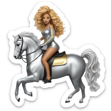 Beyonce on a silver horse sticker
