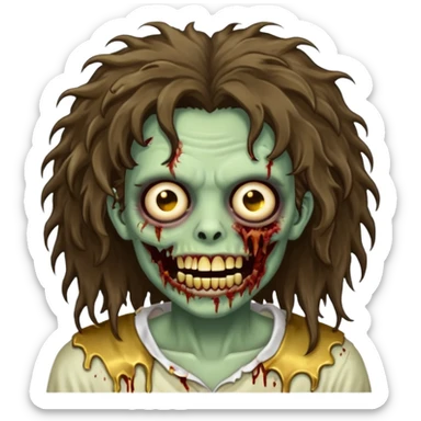 zombie with Brunette fluffy hair and grillz sticker