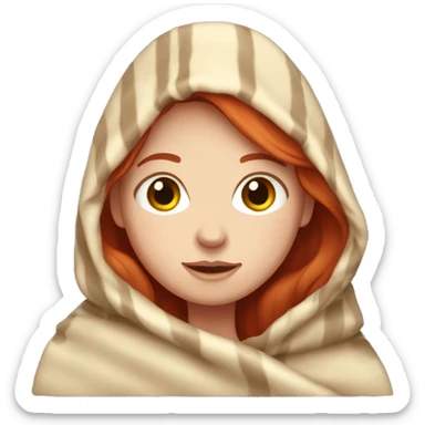 Fair skin red head girl in blanket  sticker