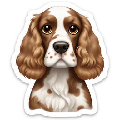 Short hair Brown and white spotted cocker spaniel on body and nose sticker