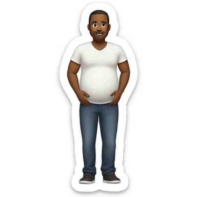 Man with pregnant with large baby bump sticker
