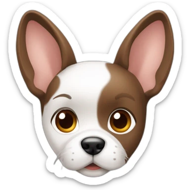 Perrita joven de raza ratonero bodeguero de orejas en punta, con manto blanco y manchas marrones en la cabeza sticker