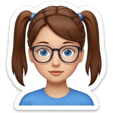 brown haired Ponytail Girl with Glasses sticker