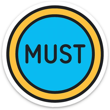 the road sign with the word must sticker