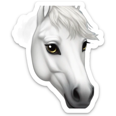 White stallion mustang big heart eyes sticker
