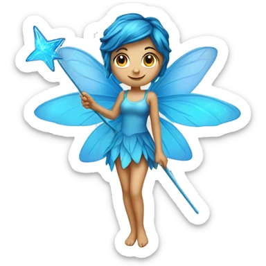 Pixie fairy with blue wings and wand  sticker