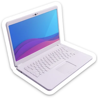 Remove the Mac logo from the laptop, keeping the rest of the image unchanged. Maintain the modern 3D Apple emoji style, soft shadows, glossy details, and transparent background. sticker