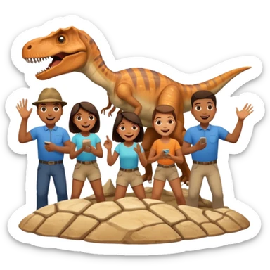 people exploring the dinosaure's gallery
 sticker