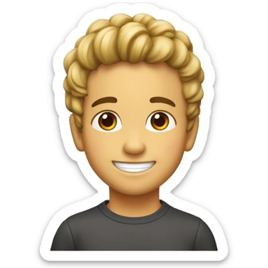 niño moreno con peinado un poco con tupe sonriente sticker