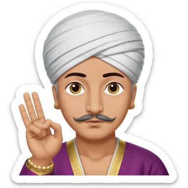 A turkish Sultan doing the quiet sign while his eyes are pure white sticker