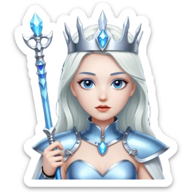 Cyber Queen – holo scepter + chrome belt,Blue Queens. sticker