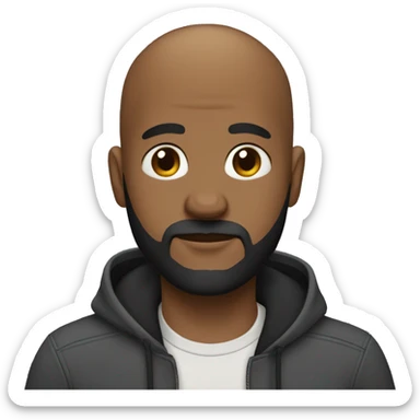 black bald with medium amout of beards guy with a moody face wearing a casual outfit sticker