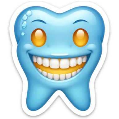 sparkling set of teeth with braces, cheerful emoji style sticker