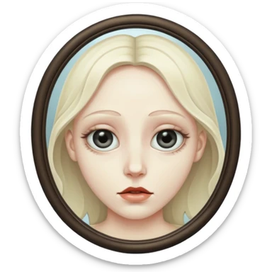 distorted mirror reflecting a face sticker