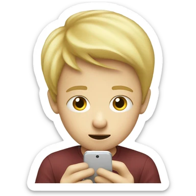a little blond boy playing on his phone sticker