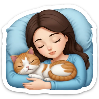 brunette girl sleeping with a persian cat sticker