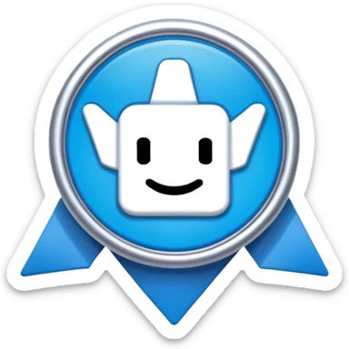 roblox verified badge with blue background and white true icon like the nike icon but dont put the nke name on it sticker