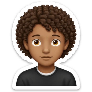 Black 15 year old boy with curly brown hair sticker