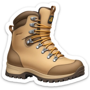beige hiking boots with Gore-Tex waterproof technology sticker