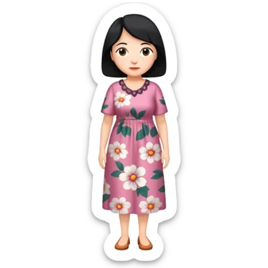 grandmother with black hair full body sticker