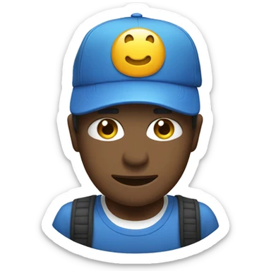 Persona levantando el pulgar arriba, con gorra color azul sticker