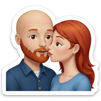 White Bald man with red beard kissing white girl with brown hair sticker