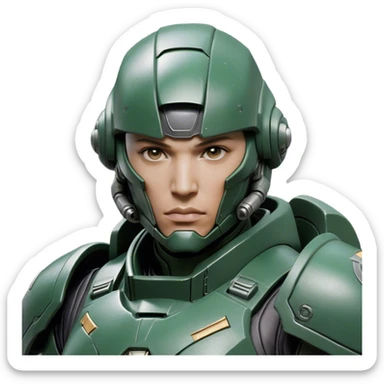 Cinematic Realistic StarCraft Terran Marine Portrait, head tilted epicly and inquisitively, showcasing a commanding presence and battle-hardened spirit. His steely gaze, set against intricately engineered tactical armor in dark green and grey, is rendered with lifelike clarity and dramatic lighting, high shine, epic and awe-inspiring, embodying the futuristic valor of a Terran warrior. sticker