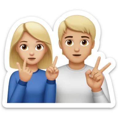 une fille blonde qui fait un doigt d'honneur a un mec brun parce qu'il vient de l'insulter sticker