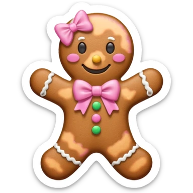 Make a gingerbread wear a pink bow sticker