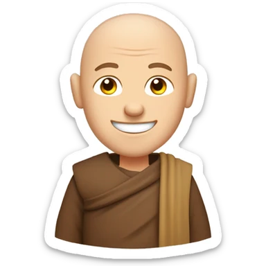 Happy white middle age male human monk with buzz cut  sticker
