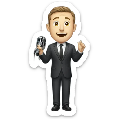 tim robinson in suit singing into microphone on stand (full body, ios17) sticker