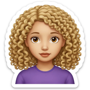 A girl with medium-length, curly hair without volume.  sticker