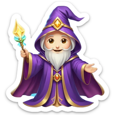 Clash of Clans aesthetic Cheerful Mage Portrait Emoji, With a bright, joyful expression and an aura of radiant magic, showcasing a stylish, robed figure with flowing garments and sparkling eyes in natural skin tone that convey boundless curiosity, Simplified yet expressive features, highly detailed, glowing with a soft, luminous mystical light, high shine, upbeat and wise, stylized with an air of fantastical wizardry, soft glowing outline, capturing the essence of a cheerful mage ready to cast spells of wonder on legendary quests! sticker