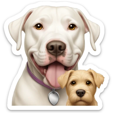White pitbull with golden doodle  sticker