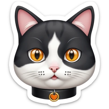 black and white cat with collar that says Boo sticker