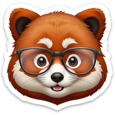 A red panda with serious eyes and a furrowed brow, and glasses. sticker