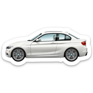 fancy white BMW car driving towards right side sticker