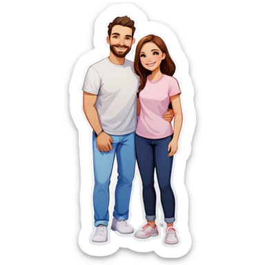 smiling couple in casual attire sticker