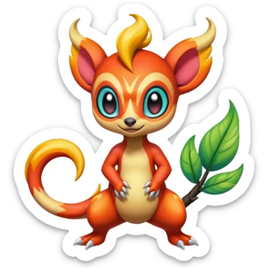 Colorful Exotic Meloetta-Chimchar-Virizion-Venom-Stitch-Fakémon-creature-hybrid sticker