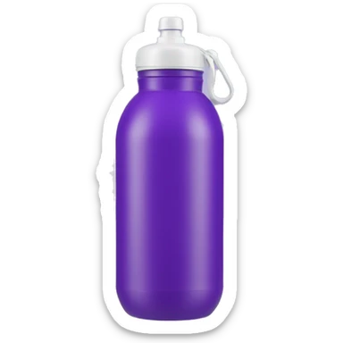 A plastic purple water bottle with a handle is a portable container designed to hold and transport water or other beverages sticker