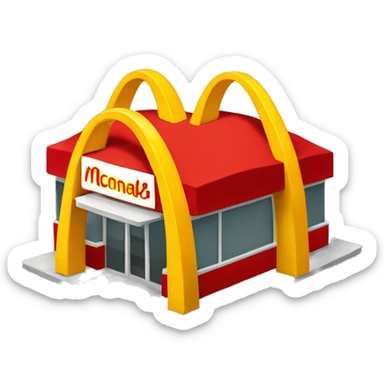 “McDonald’s store with the iconic golden arches, a red and yellow color scheme, and a simple, recognizable design that captures the essence of a fast food restaurant.” sticker
