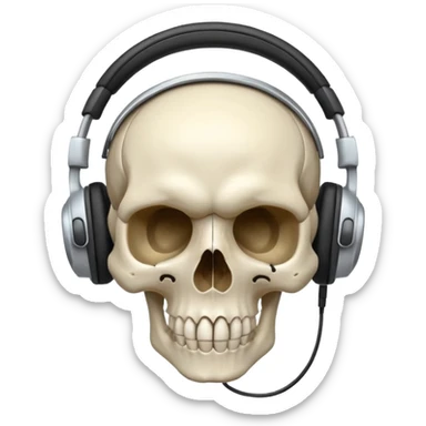 une tete de mort avec un casque audio sticker
