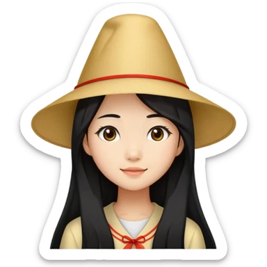 An 18-year-old Chinese girl with long black hair is celebrating her birthday. sticker