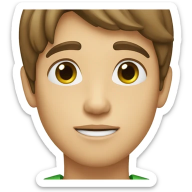 boy with green eyes brown hair and fine lips sticker