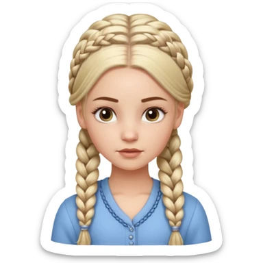 white girl with long braids hairstyle with baby hair, detailed braids, soft edges, realistic baby hair styling on forehead, clean look, keep same face, same clothes, same background sticker
