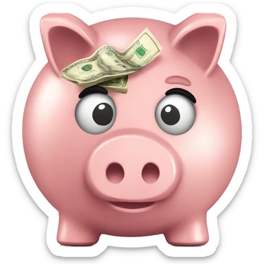 saving money in euros piggy bank sticker