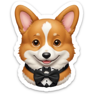 Corgi with black bow tie, half body sticker