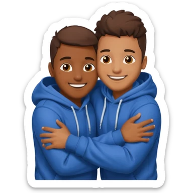 two happy brown skin guys hugging, in hoodies sticker