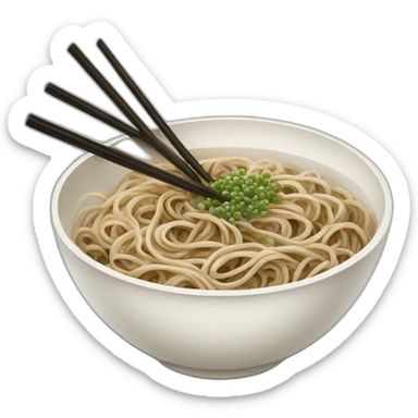 bowl of japanese buckwheat soba noodles with two chopsticks sticker