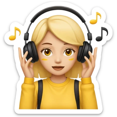 Emoji girl listen song sticker